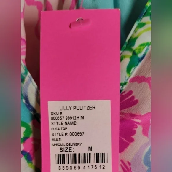 RARE Lilly Pulitzer Silk Elsa Size M in Special Delivery - Picture 4 of 4